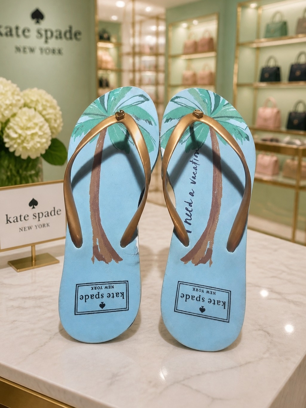 Kate Spade New York Nassau "I Need A Vacation" Sandal Flip Flop NWOB
